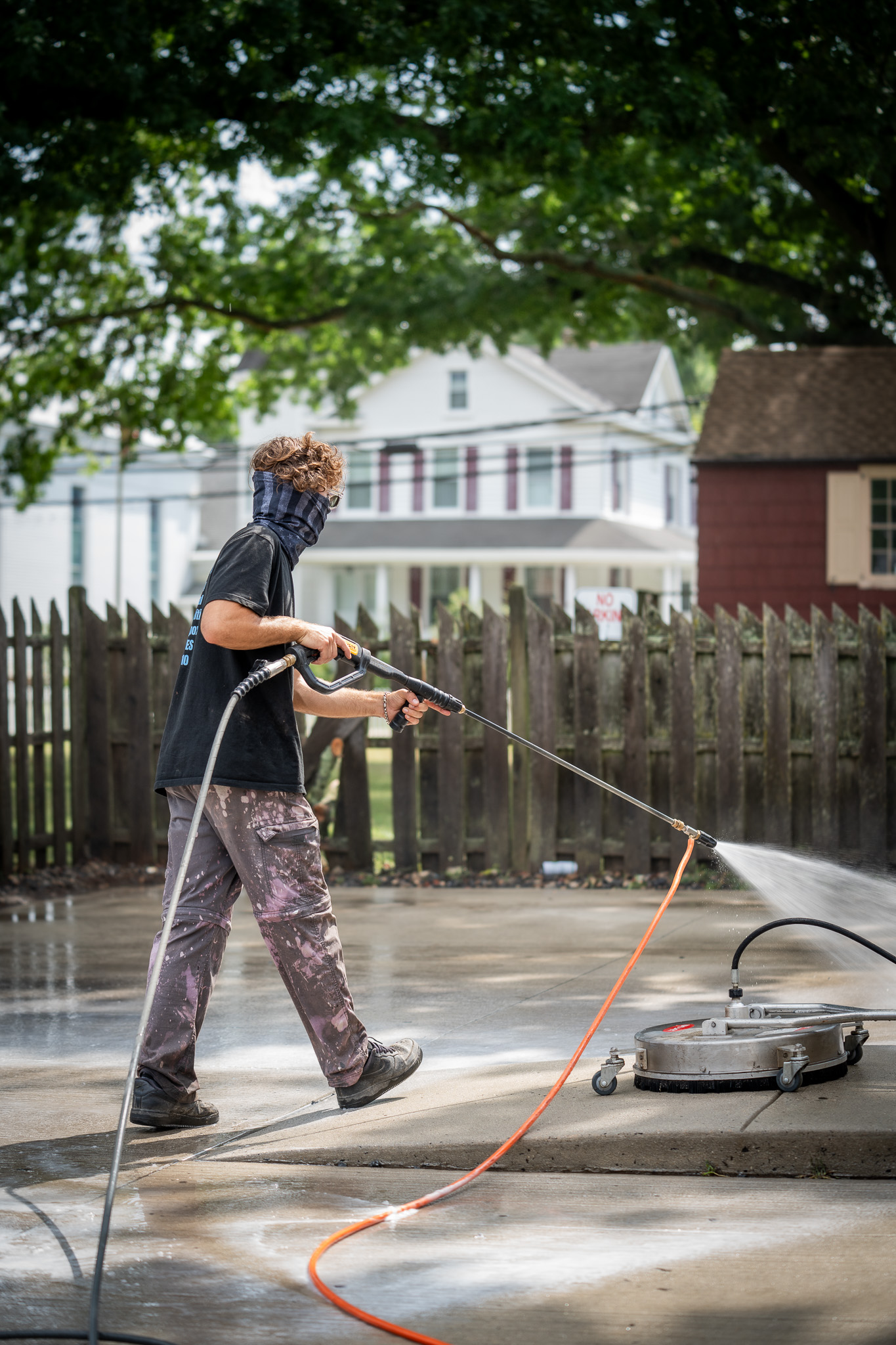 professional powerwashing patio and sidewalk